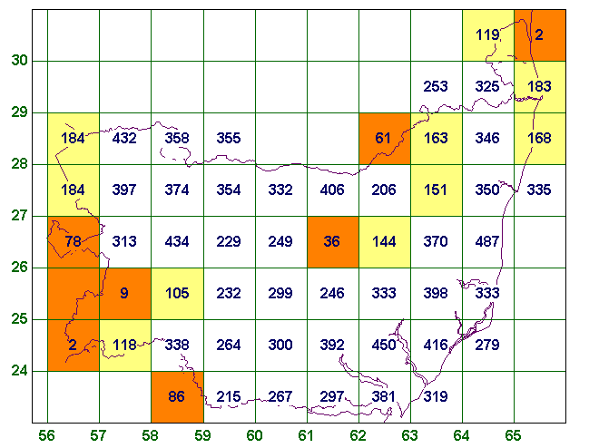 Macro-moth species count per ten km post 1990 records